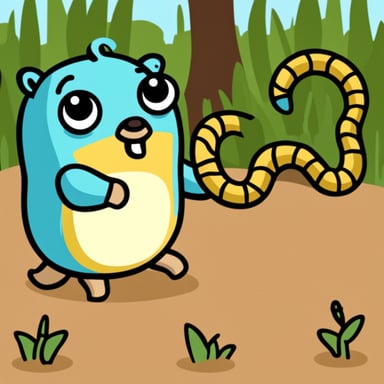 Go Blue Gopher as snake tamer.