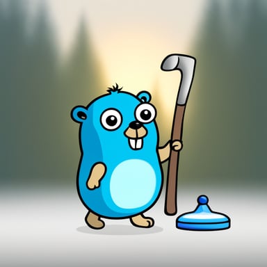 Blue gopher playing curling with transparent background becomes Go blue gopher playing curling with transparent background.