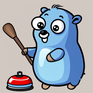 Blue gopher playing curling with transparent background becomes Go blue gopher playing curling with transparent background.