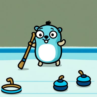 Go blue gopher playing curling.