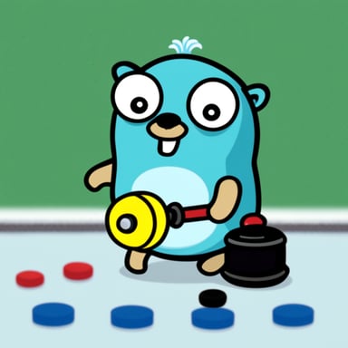 Go blue gopher playing curling.