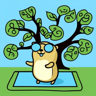 Go Blue Gopher doing the yoga asana tree.