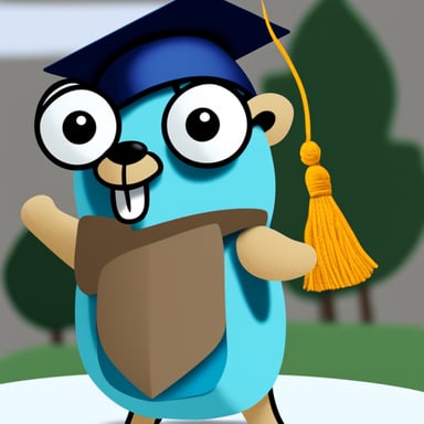 A go blue gopher wearing a graduation cap, celebrating academic achievement.