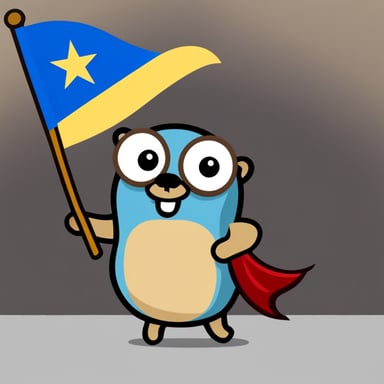 A go blue gopher holding a Mozambican flag.