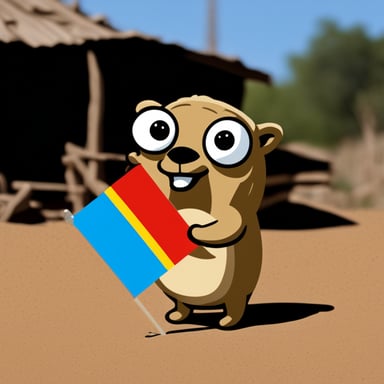 A go blue gopher holding a Mozambican flag.