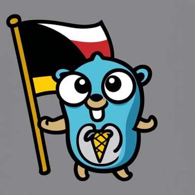 A go blue gopher holding a Mozambican flag.