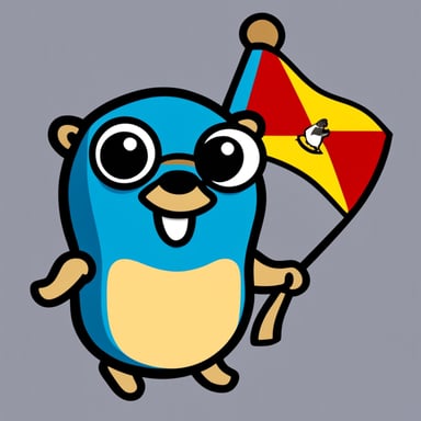 A go blue gopher holding a Mozambican flag.