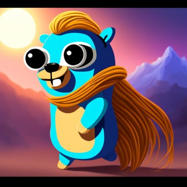 Go Blue Gopher with a long blond braid