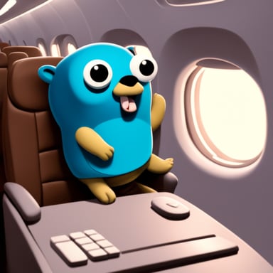 Go Blue Gopher in airplane