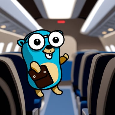 Go Blue Gopher in airplane
