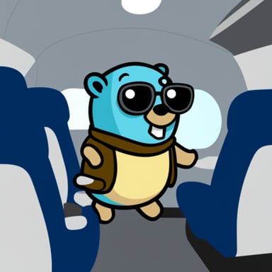 Go Blue Gopher in airplane