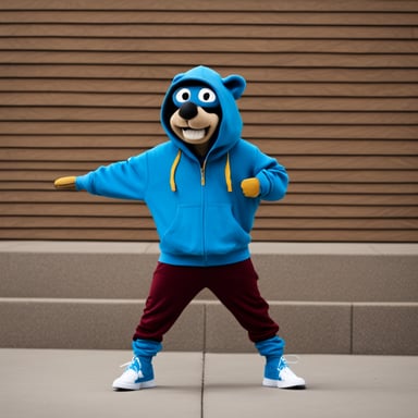 Go Blue Gopher wearing Jordans and a hoodie.
