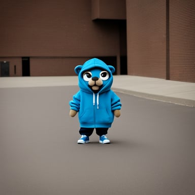 Go Blue Gopher wearing Jordans and a hoodie.