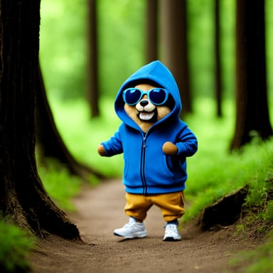 Go Blue Gopher, wearing sneakers and a hoodie, is ready for adventure.