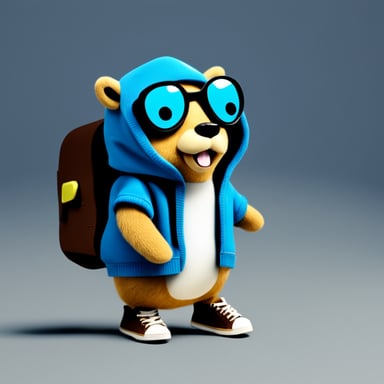 Go Blue Gopher, wearing sneakers and a hoodie, is ready for adventure.