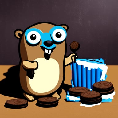 Go Blue Gopher happily eating Oreos.