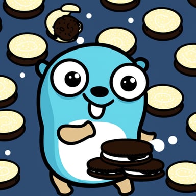 Go Blue Gopher happily eating Oreos.
