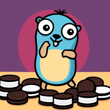 Go Blue Gopher happily eating Oreos.