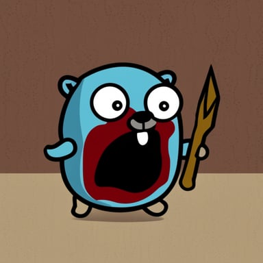 Go Blue Gopher as angry red Go Gopher.