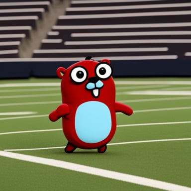 Go Blue Gopher as angry red Go Gopher.