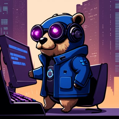 Cyberpunk Go Blue Gopher with a keyboard
