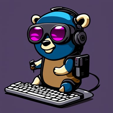 Cyberpunk Go Blue Gopher with a keyboard