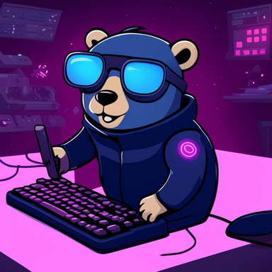 Cyberpunk Go Blue Gopher with a keyboard