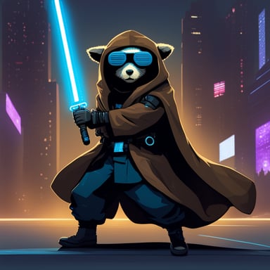 Cyberpunk Jedi Go Blue Gopher
