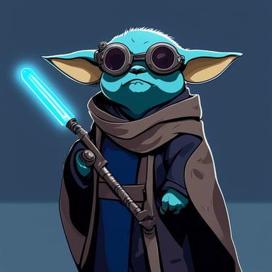 Cyberpunk Yoda as Go Blue Gopher