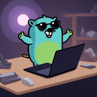 Go Blue Gopher as Hulk smashing laptop.