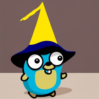 Go Blue Gopher wears a yellow wizard hat.