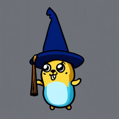 Go Blue Gopher wears a yellow wizard hat.