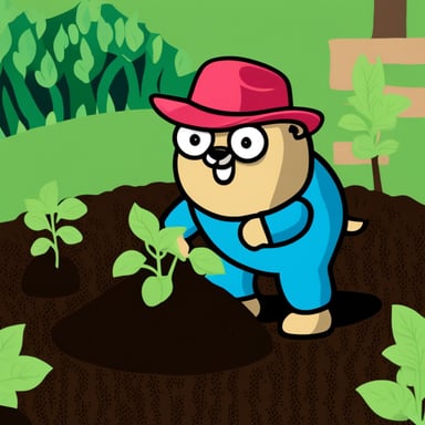 Go Blue Gopher planting potatoes.