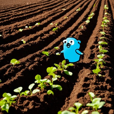 Go Blue Gopher planting potatoes.