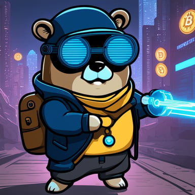 Cyberpunk Go Blue Gopher protecting bitcoin