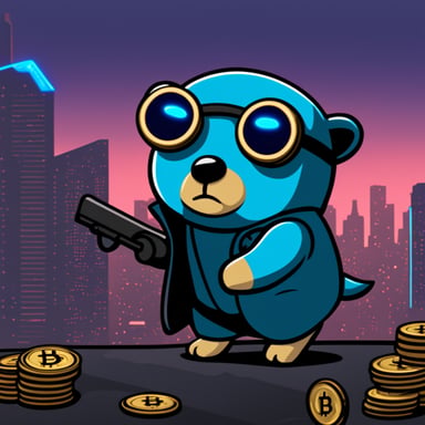Cyberpunk Go Blue Gopher protecting bitcoin