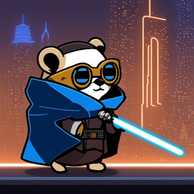 Go Blue Gopher as a cyberpunk crypto Jedi.