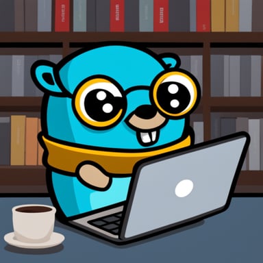 Go Blue Gopher coding hard