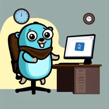 Go Blue Gopher coding hard