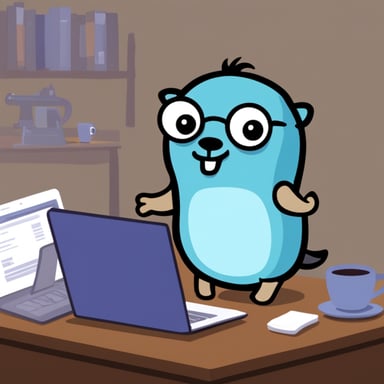 Go Blue Gopher coding hard