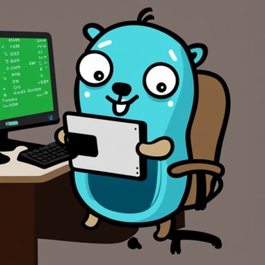 Go Blue Gopher coding hard