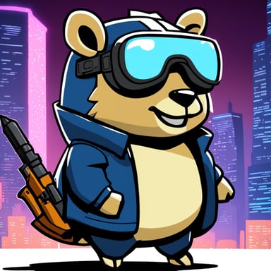 Go Blue Gopher as the tyrannic cyberpunk character.