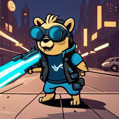 Go Blue Gopher as the tyrannic cyberpunk character.