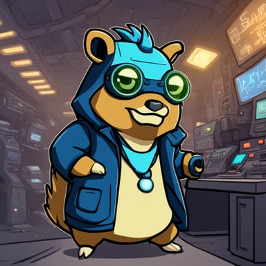 Go Blue Gopher as the tyrannic cyberpunk character.