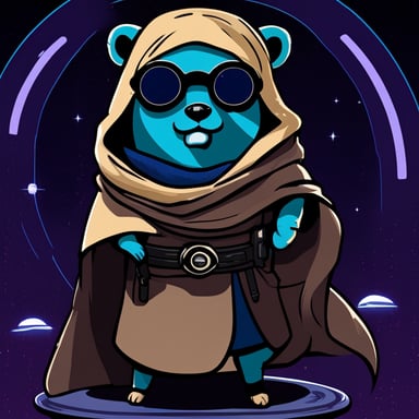 Go Blue Gopher as a Jedi cyberpunk in space.