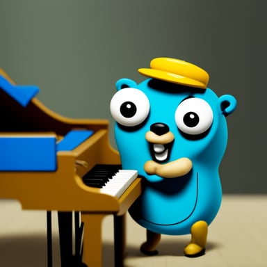 Go Blue Gopher playing piano.