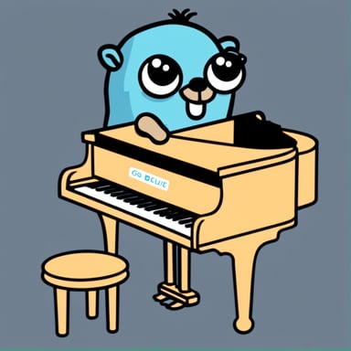 Go Blue Gopher playing piano.
