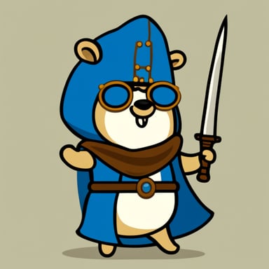 Go blue gopher as an ancient warrior with a sword and a coat.