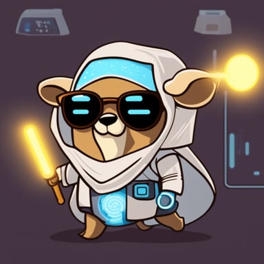 Go Blue Gopher as a crypto Jedi cyberpunk with a cute face.