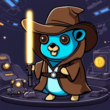 Go Blue Gopher as a crypto Jedi cyberpunk with a cute face.